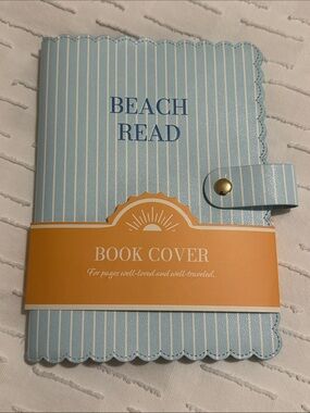 Striped Light Blue Book Cover with Scalloped Edge